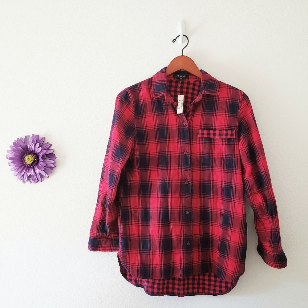 Madewell Flannel Ex-Boyfriend Shirt Albion Plaid Size Small NWT - Picture 1 of 9